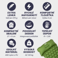 karimatka nafukovací Acra L140CL s polštářkem zelená 5cm