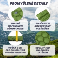 karimatka nafukovací Acra L140CL s polštářkem zelená 5cm