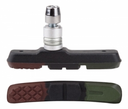 Brzdové špalíky PRO-T V-brake třísměsová Color (10párů) hnědo-černo-zelená