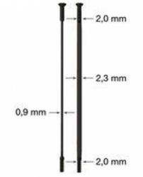 drát nerez Sapim CX Ray 2-2,3/0,9-2 x 294mm přímý černý