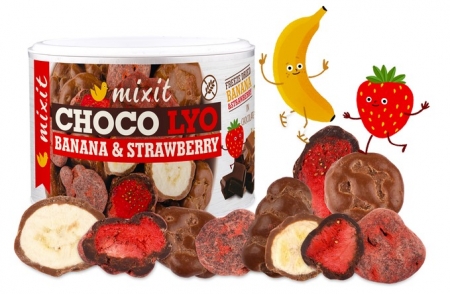 křupavé banánky a jahody Mixit v čokoládě 150g