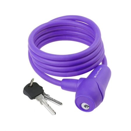 zámek M-Wave 8x1500mm silikonový fialový