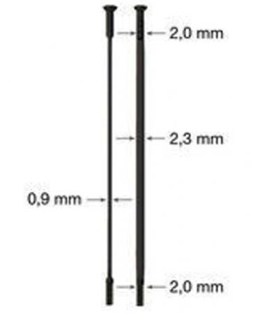 drát nerez Sapim CX Ray 2-2,3/0,9-2 x 274mm přímý černý
